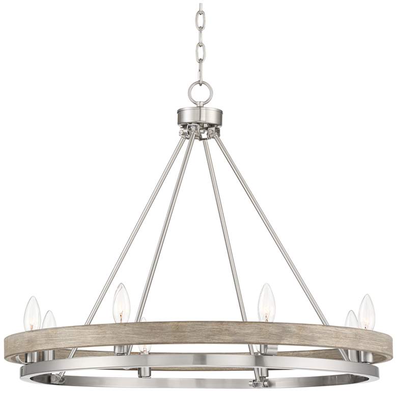 Image 3 Possini Euro Lora 29 1/4" Nickel Gray Wood 8-Light Ring Chandelier