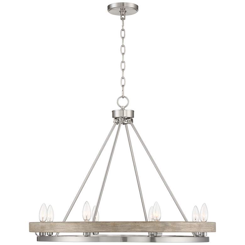 Image 7 Possini Euro Lora 29 1/4" Nickel Gray Wood 8-Light Ring Chandelier more views
