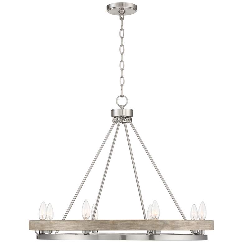 Image 6 Possini Euro Lora 29 1/4 inch Nickel Gray Wood 8-Light Ring Chandelier more views