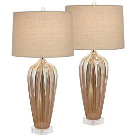 Image2 of Possini Euro Loren Ivory Handcrafted Modern Ceramic Table Lamps Set of 2