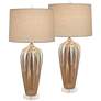 Possini Euro Loren Ivory Handcrafted Modern Ceramic Table Lamps Set of 2