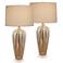 Possini Euro Loren Ivory Handcrafted Modern Ceramic Table Lamps Set of 2