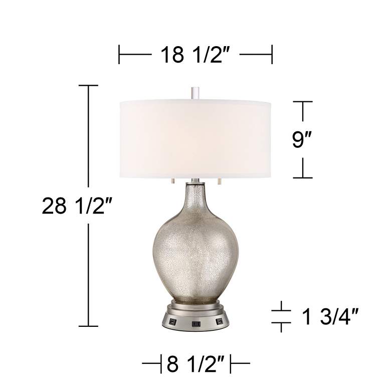 Image 6 Possini Euro Louie Mercury Glass Table Lamp with USB Workstation Base more views