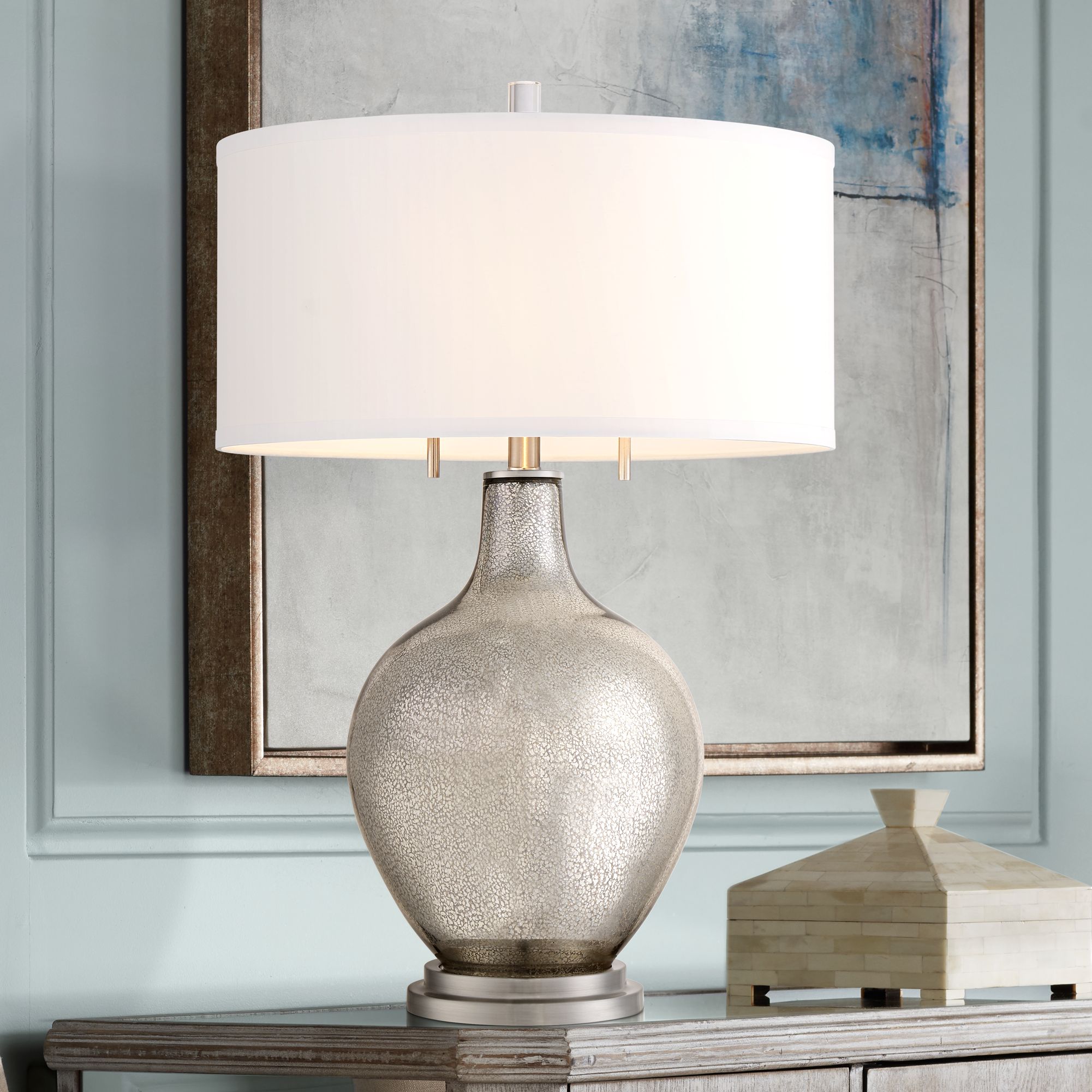 Possini Euro Louie Modern Luxe Mercury Glass Table Lamp