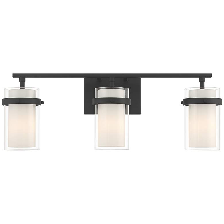 Image 1 Possini Euro Lucia 22" Wide Matte Black 3-Light Bath Light