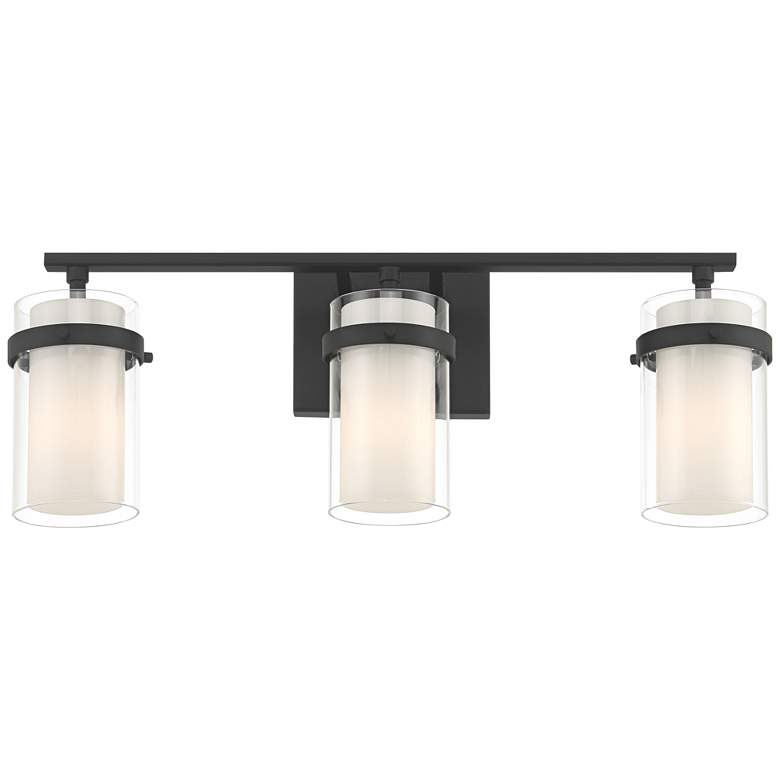 Image 4 Possini Euro Lucia 22" Wide Matte Black 3-Light Bath Light more views