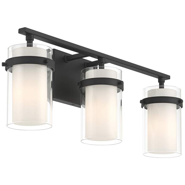 Image 6 Possini Euro Lucia 22" Wide Matte Black 3-Light Bath Light more views