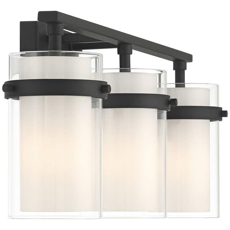 Image 7 Possini Euro Lucia 22" Wide Matte Black 3-Light Bath Light more views