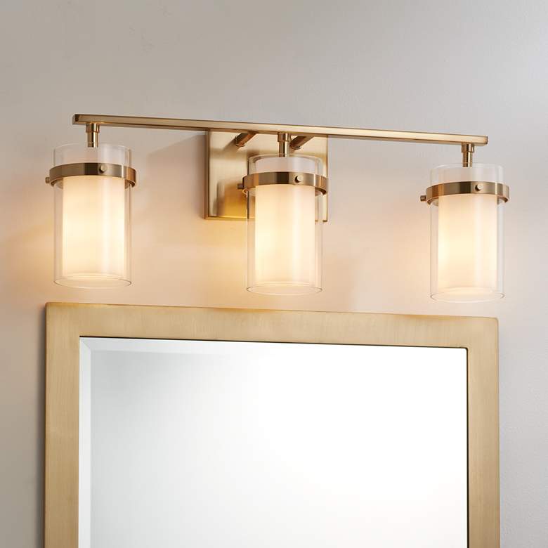 Image 1 Possini Euro Lucia 22" Wide Soft Gold 3-Light Bath Light
