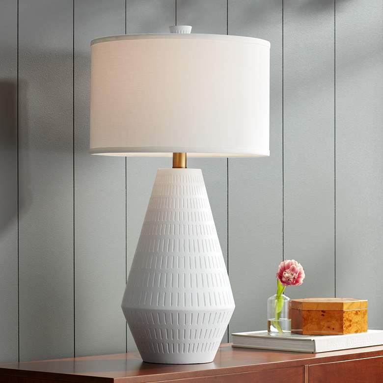 Possini Euro Design Lucinda Modern White Table Lamp - #426P1 | Lamps Plus