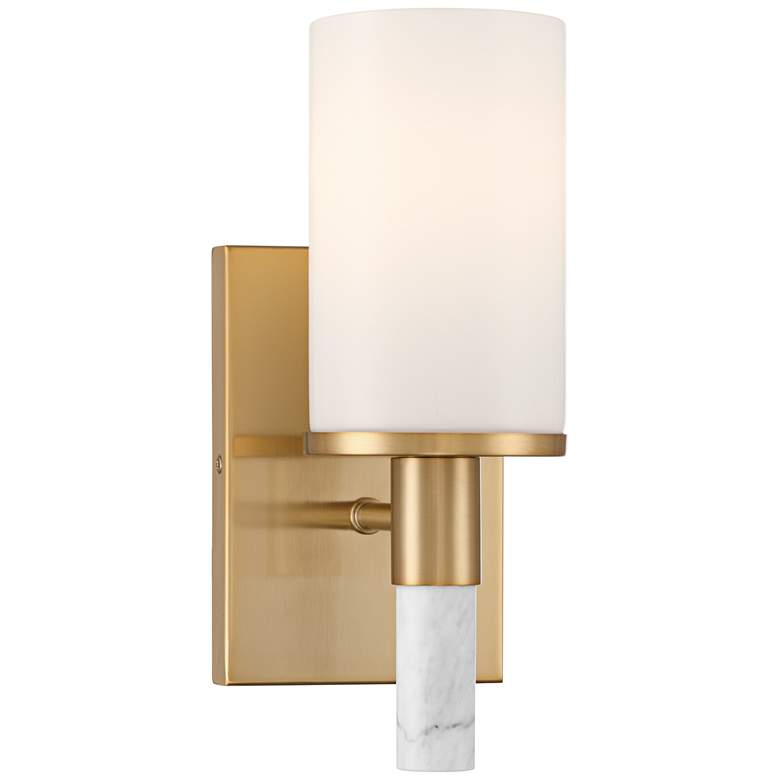 Image 2 Possini Euro Lucius 11" High Soft Gold and White Marble Wall Sconce