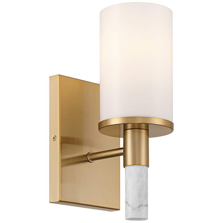 Image 6 Possini Euro Lucius 11" High Soft Gold and White Marble Wall Sconce more views