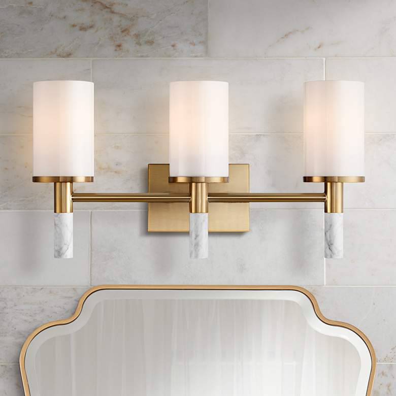 Image 1 Possini Euro Lucius 21 3/4" Wide Soft Gold 3-Light Bath Light