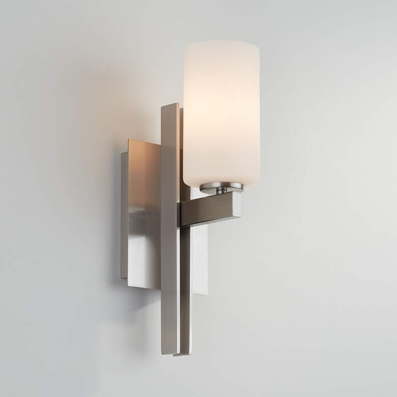 Image 1 Possini Euro Ludlow 14 inch High Brushed Nickel Wall Sconce