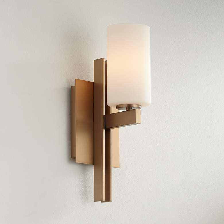 Possini Euro Ludlow 14&quot; High Burnished Brass Wall Sconce