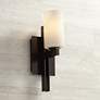 Possini Euro Ludlow 14" High Frosted White Glass Bronze Wall Sconce in scene
