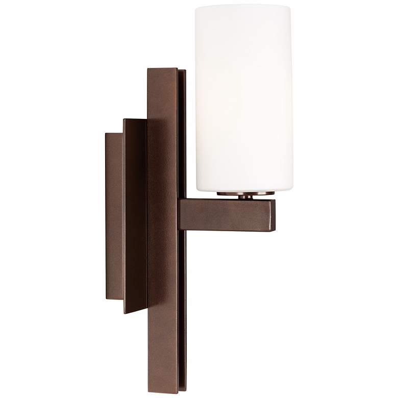 Image 5 Possini Euro Ludlow 14 inch High Frosted White Glass Bronze Wall Sconce more views