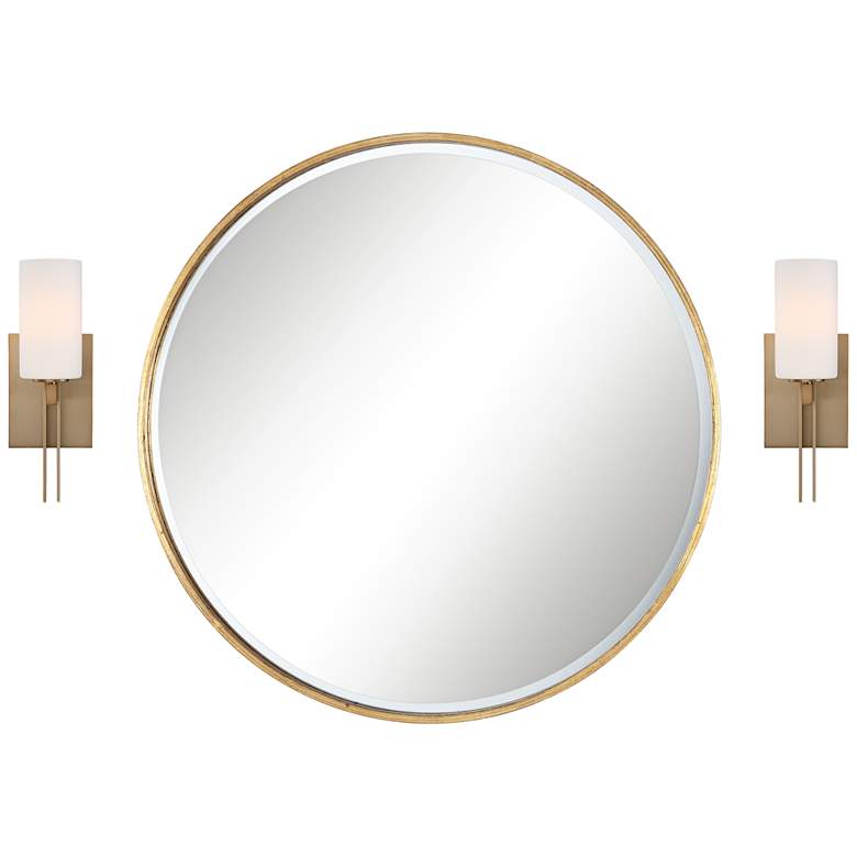 Image 1 Possini Euro Ludlow Wall Sconce Set with Uttermost Mayfair Wall Mirror