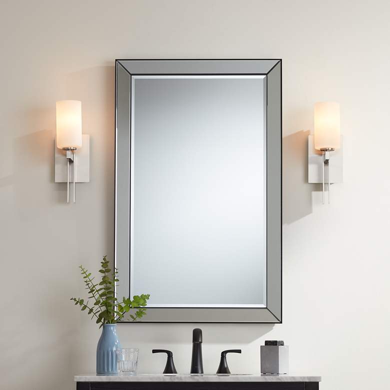 Image 2 Possini Euro Ludlow Wall Sconce Set with Uttermost Verne Wall Mirror