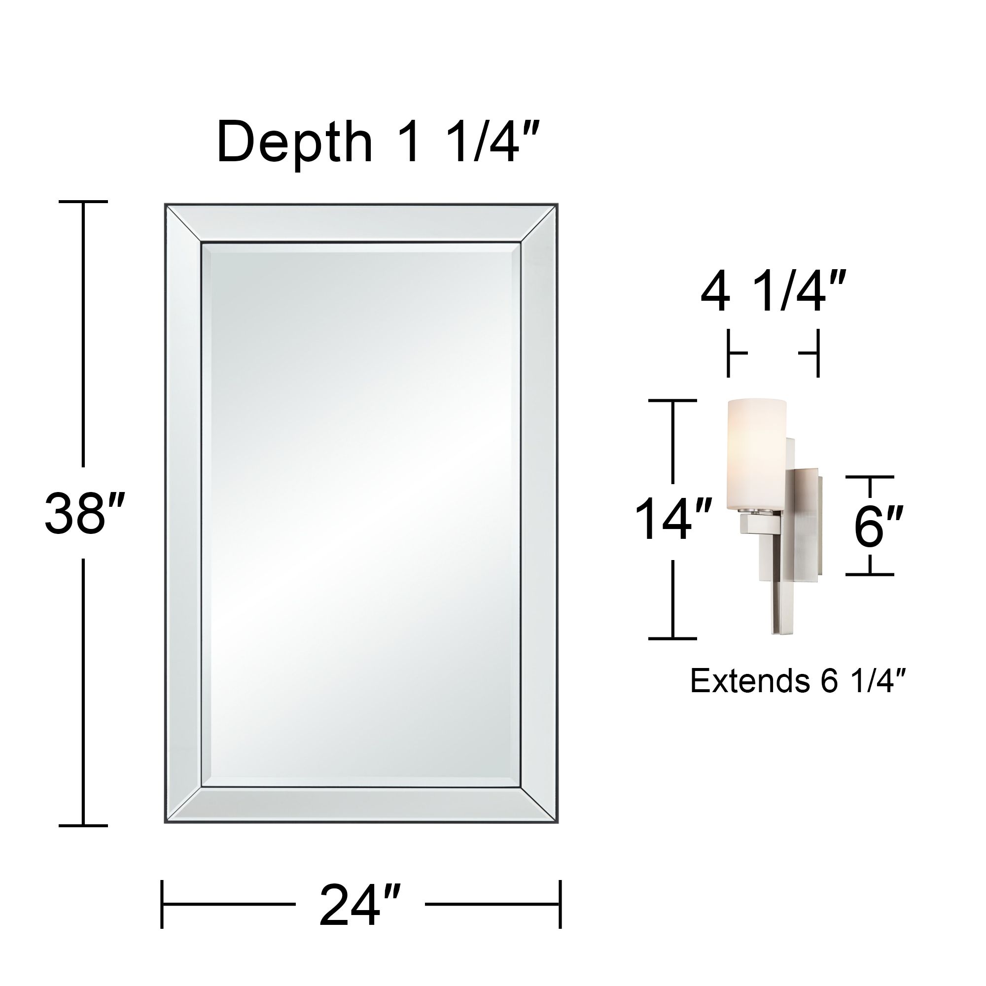 Possini Euro Ludlow Wall Sconce Set with Uttermost Verne Wall Mirror in scene