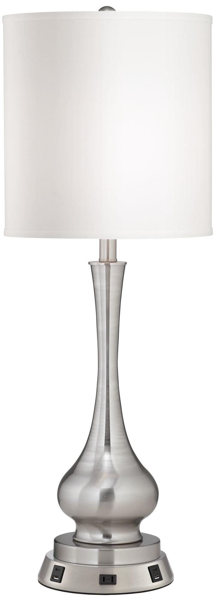 Possini Euro Luffa 32" Brushed Nickel Lamp with USB Workstation Base
