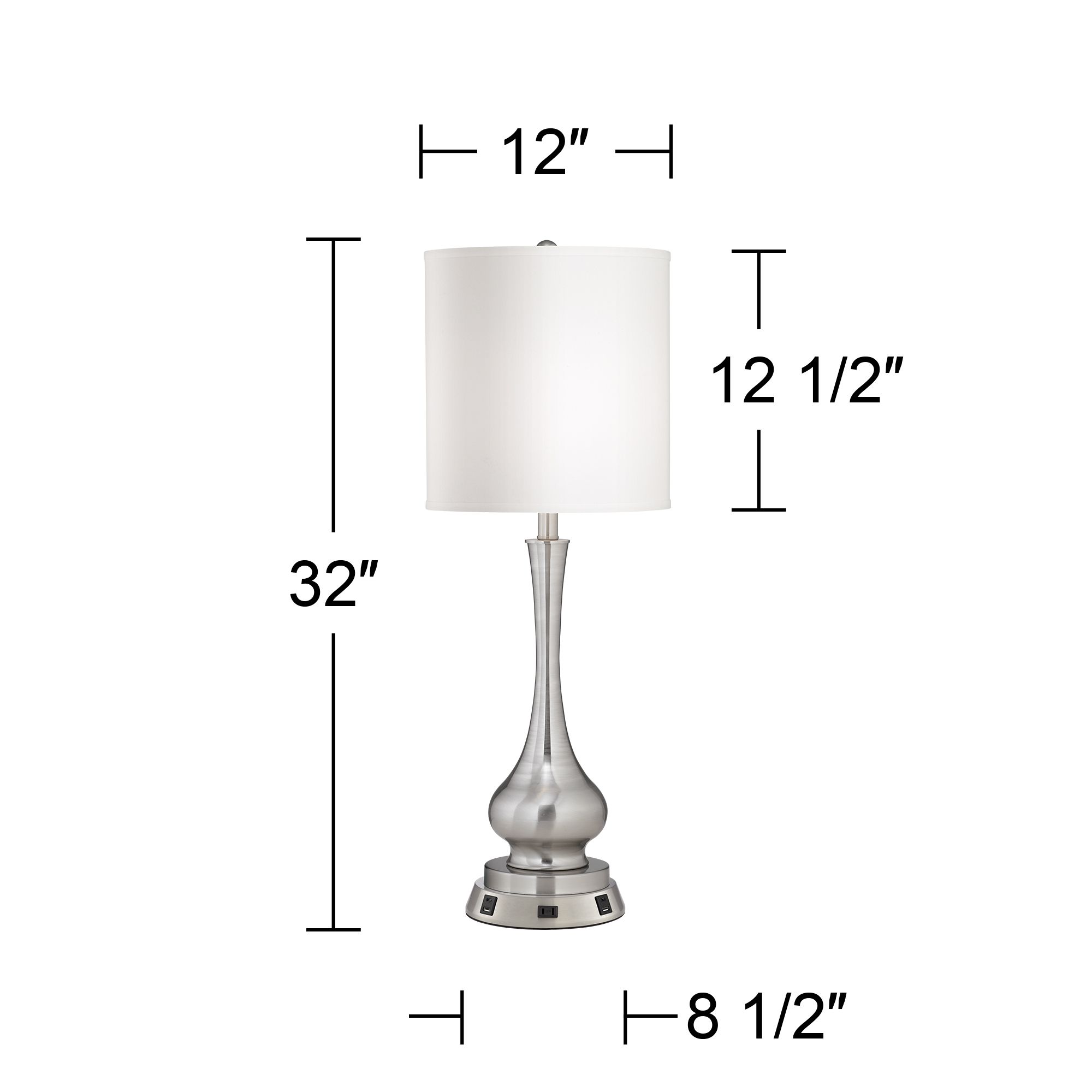 Image 7 Possini Euro Luffa 32" Brushed Nickel Lamp with USB Workstation Base more views