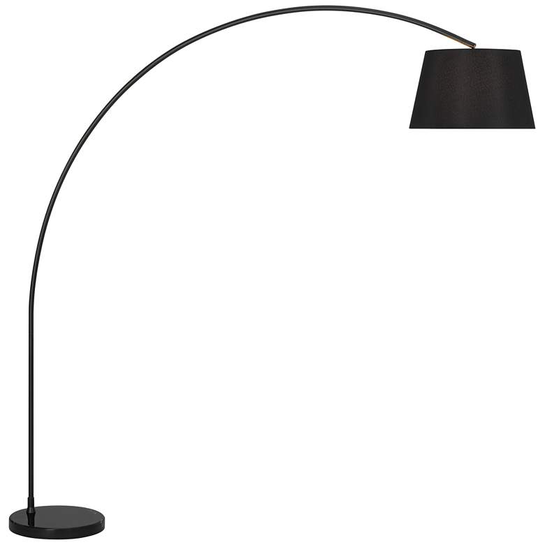 Image 2 Possini Euro Luka 71" Linen Shade Black Modern Arc Floor Lamp