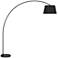 Possini Euro Luka 71" Linen Shade Black Modern Arc Floor Lamp