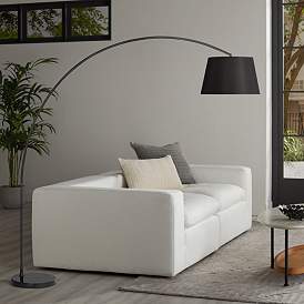 Image1 of Possini Euro Luka 71" Linen Shade Black Modern Arc Floor Lamp