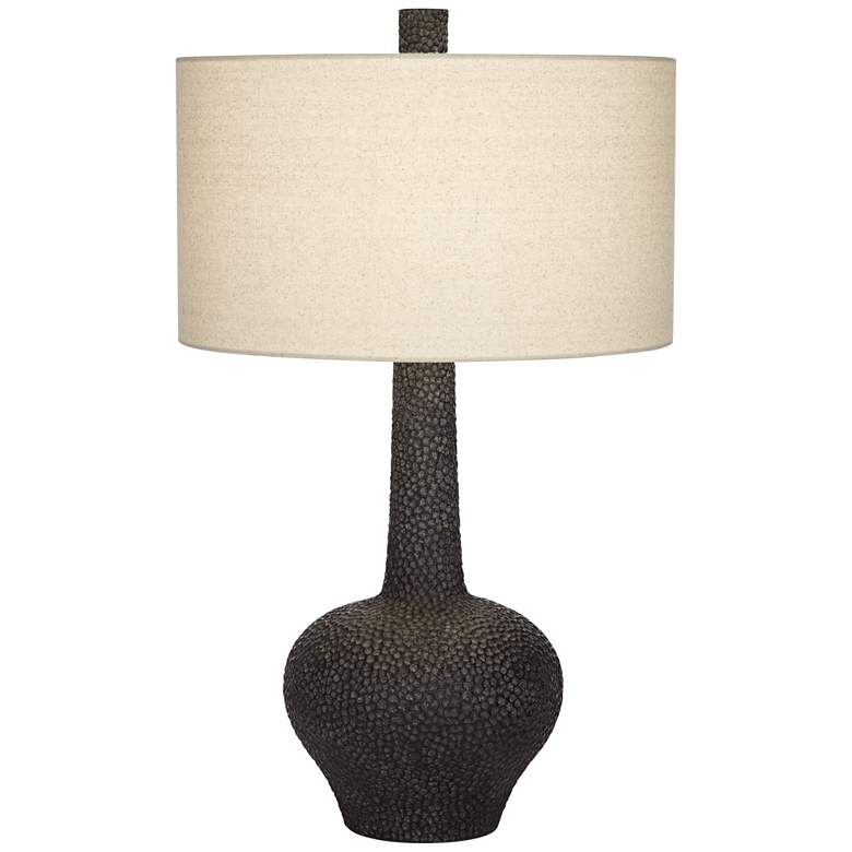 Image 2 Possini Euro Lukas 27 inch Pebbled Black Mid-Century Modern Table Lamp