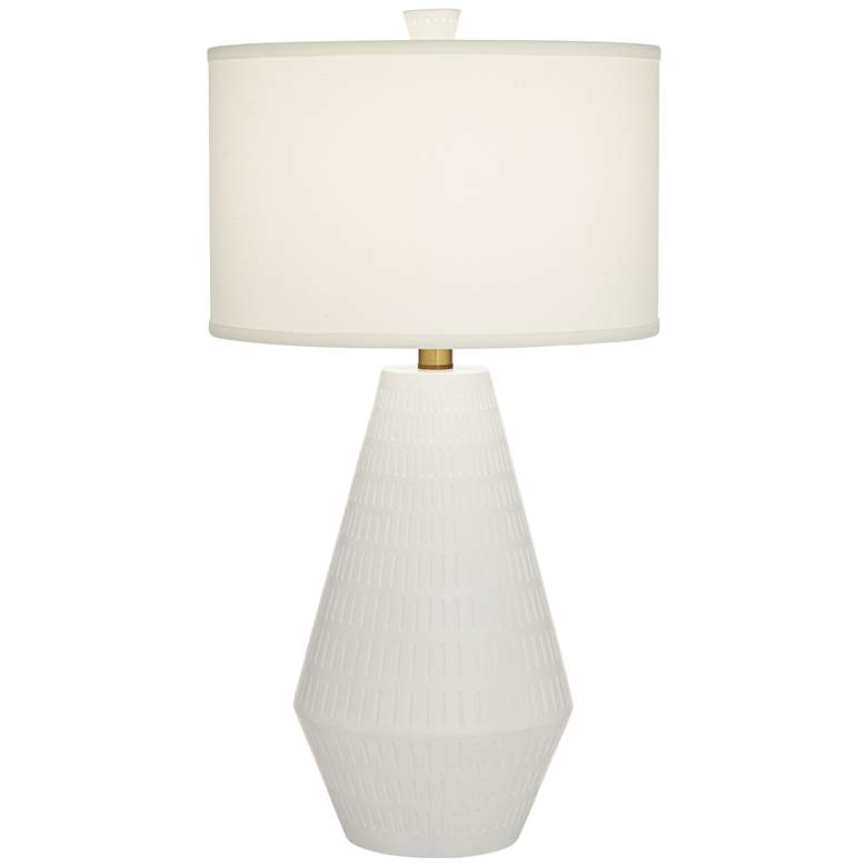 Image 2 Possini Euro Luke 30 inch Mid-Century White Modern Table Lamp