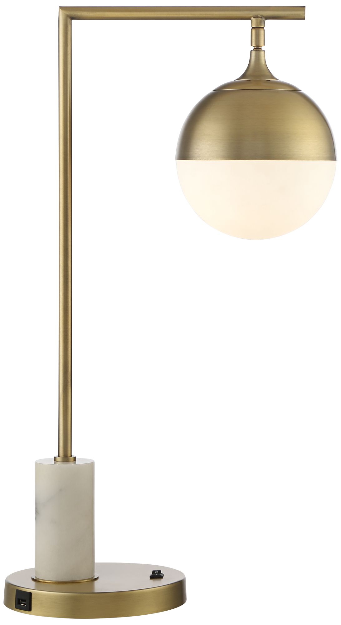 Possini Euro Luna Warm Gold and Marble Desk Lamp with USB Port