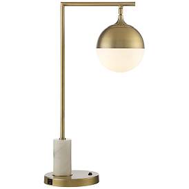 Image3 of Possini Euro Luna Warm Gold and Marble Desk Lamp with USB Port