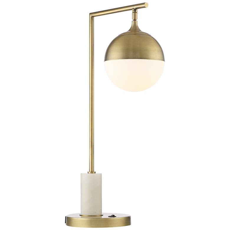 Image 7 Possini Euro Luna Warm Gold and Marble Desk Lamp with USB Port more views