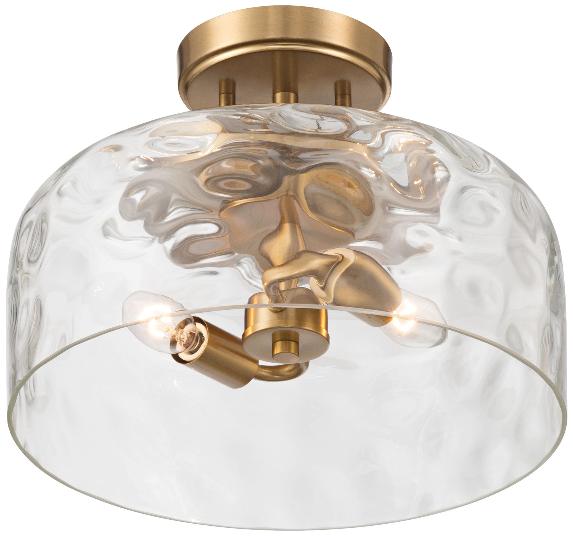 Possini Euro Luther 13" Wide Warm Brass 2-Light Ceiling Light