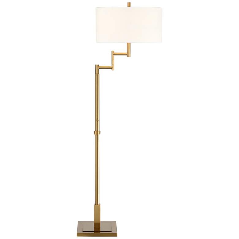Image 3 Possini Euro Lyndon 62" Warm Antique Gold 2-Light Swing Arm Floor Lamp