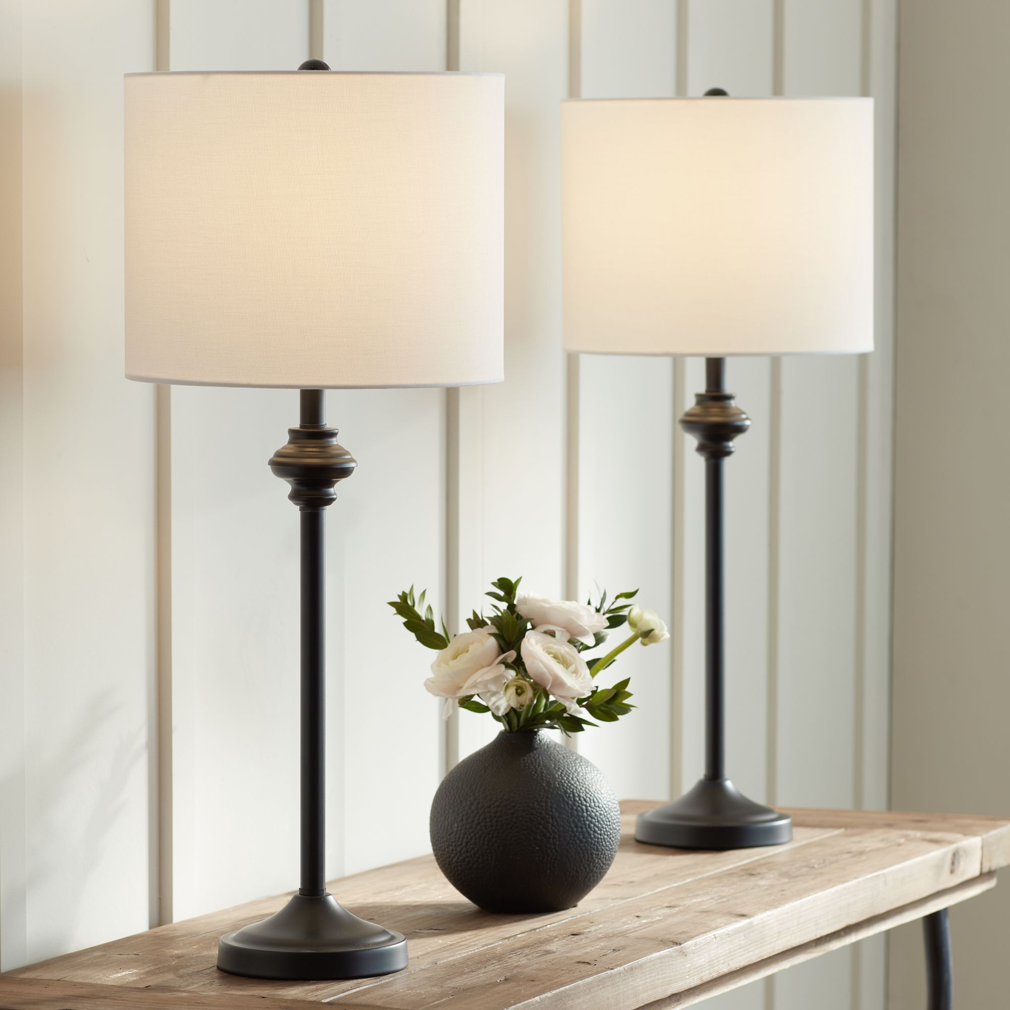 Image 6 Possini Euro Lynn 26" High Black Metal Buffet Table Lamps Set of 2 more views