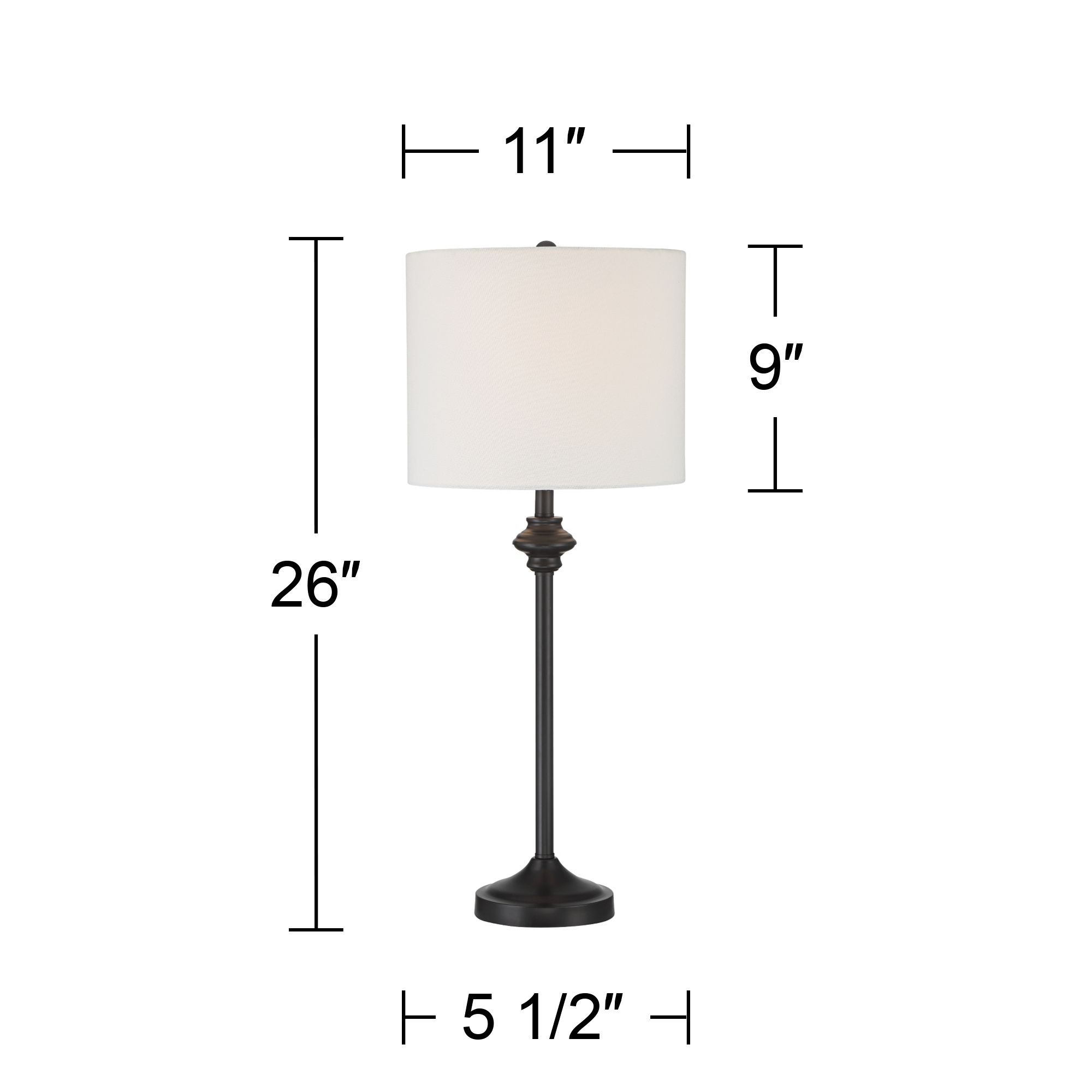 Image 7 Possini Euro Lynn 26" High Black Metal Buffet Table Lamps Set of 2 more views