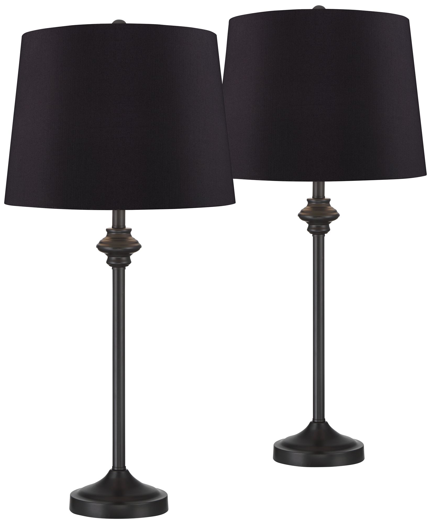 Possini Euro Lynn 26" High Black Shade Black Buffet Lamps Set of 2