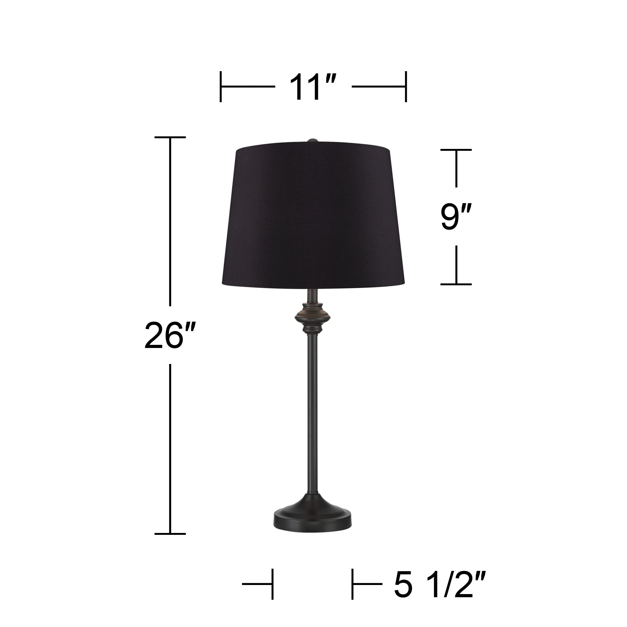 Image 5 Possini Euro Lynn 26" High Black Shade Black Buffet Lamps Set of 2 more views