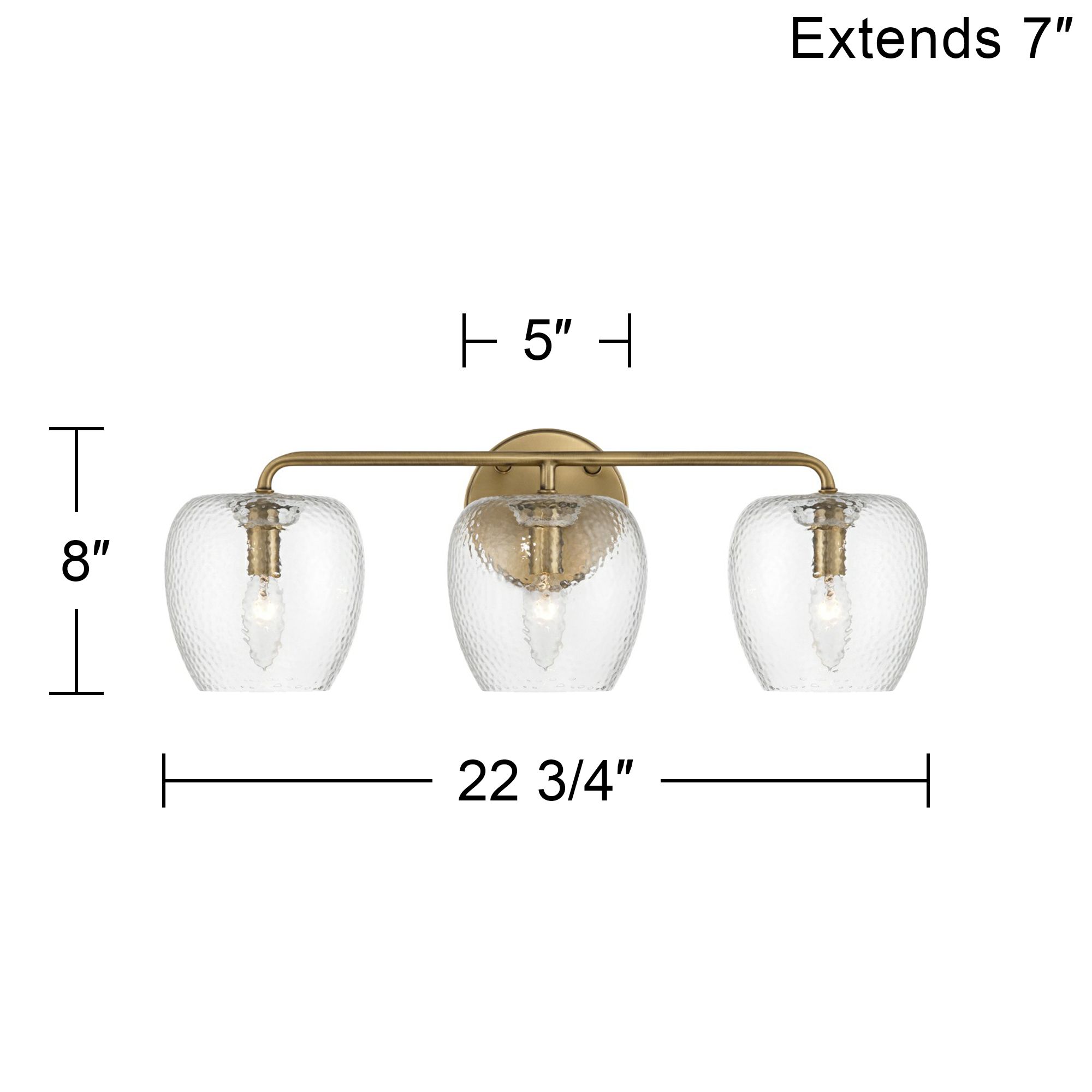 Possini Euro Mabel 22 3/4"W Aged Brass Glass 3-Light Bath Light