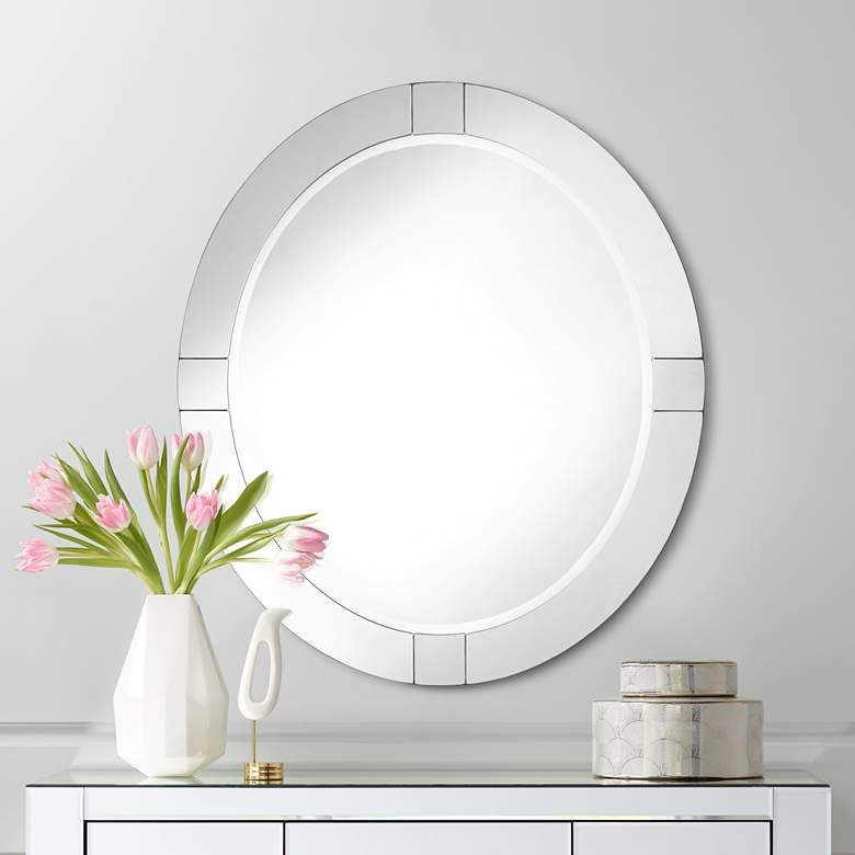 Image 1 Possini Euro Mackenzie 28 inch x 32 inch Frameless Oval Mirror