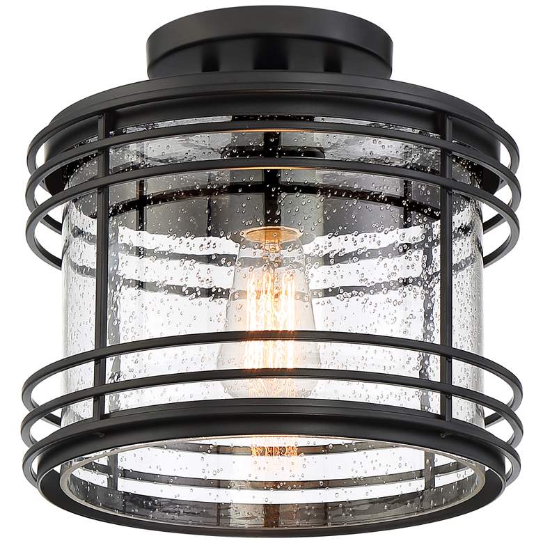 Image 2 Possini Euro Mackie 11" Wide Black Outdoor Ceiling Light