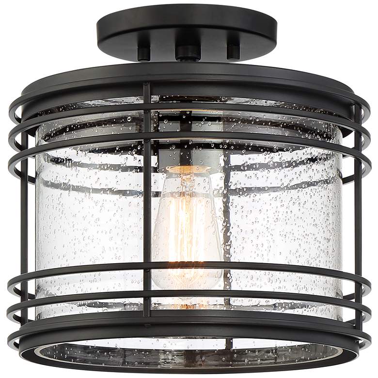 Image 6 Possini Euro Mackie 11" Wide Black Outdoor Ceiling Light more views