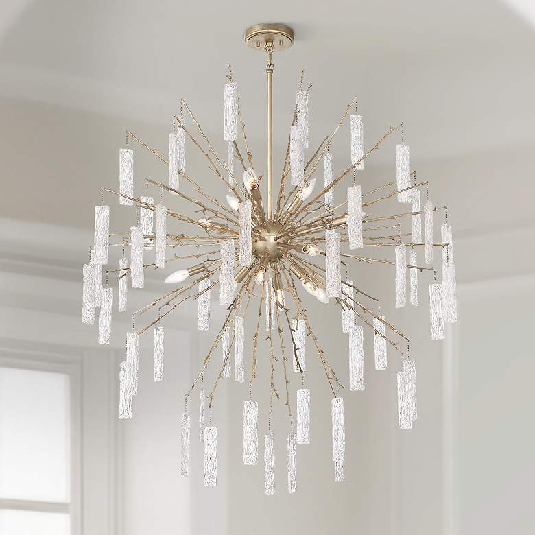 Image 1 Possini Euro Madeleine 40" Wide Brass 14-Light Rain Modern Chandelier