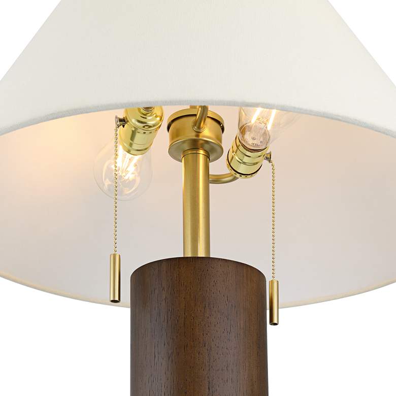 Image 7 Possini Euro Madera 27 3/4" Brass and Wood Outlet and USB Table Lamp more views