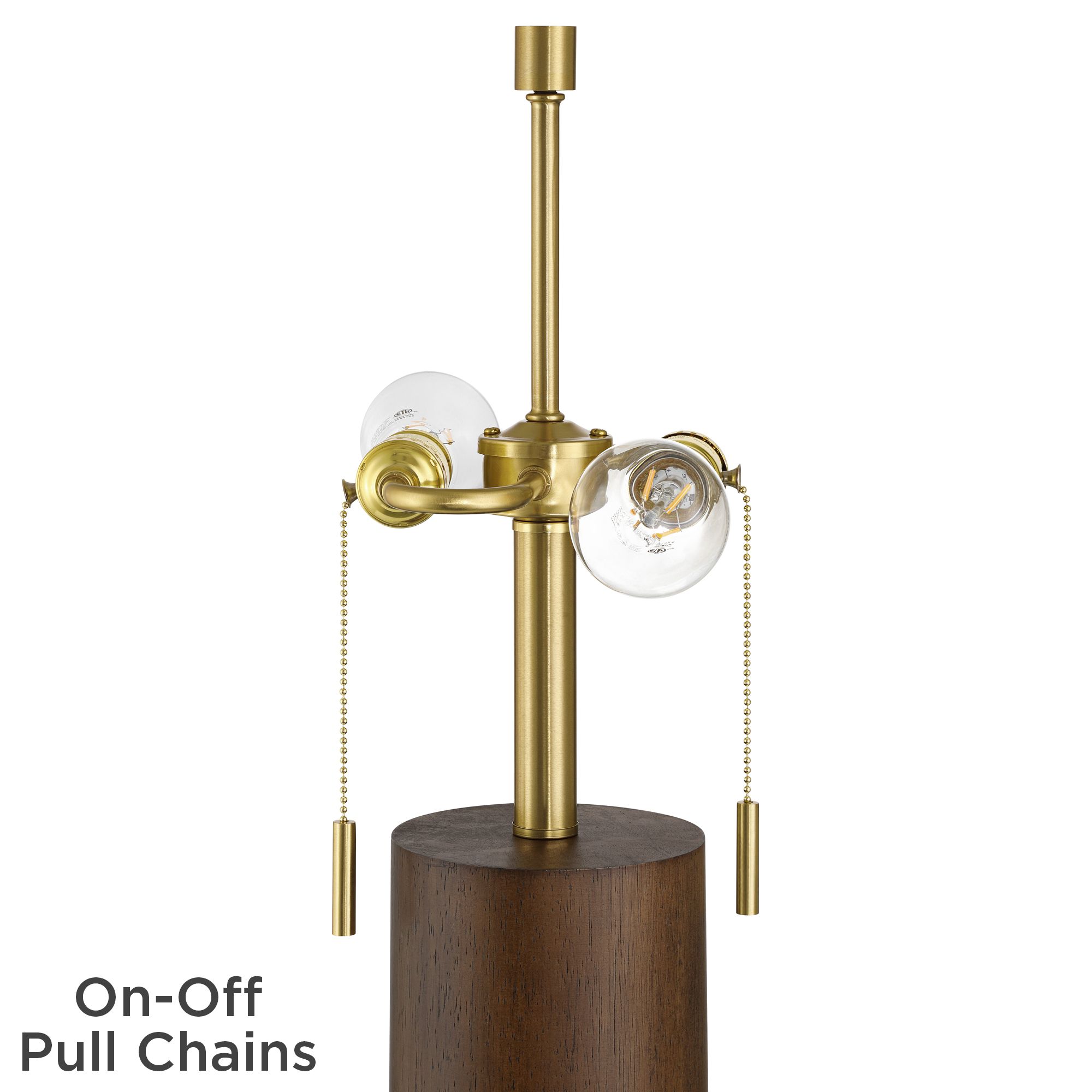 Image 5 Possini Euro Madera 27 3/4" Brass and Wood USB Table Lamp Set of 2 more views