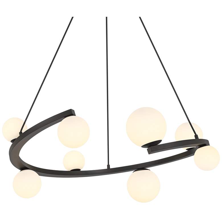 Image 2 Possini Euro Madrid 35 1/2"W Matte Black and Glass 8-Light Chandelier