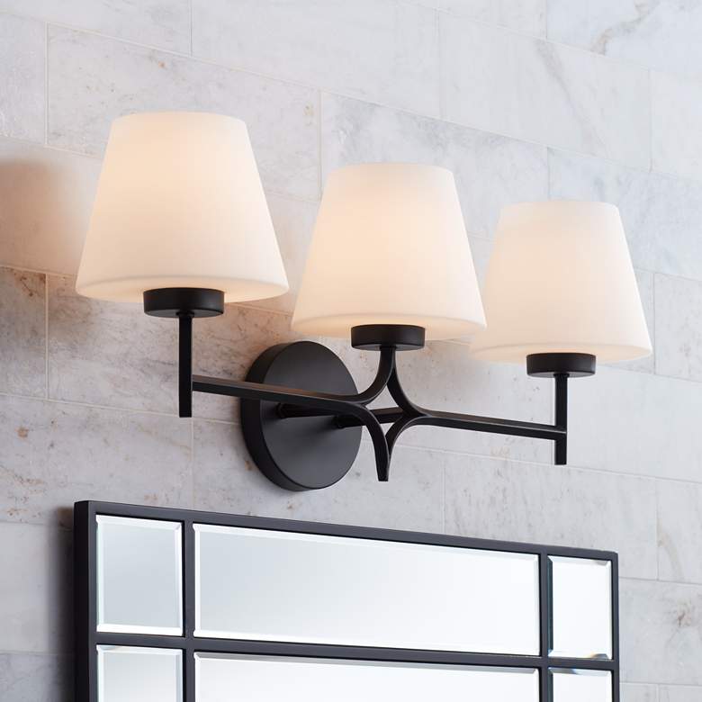 Image 2 Possini Euro Magda 24 3/4" Wide Matte Black 3-Light Bath Bar
