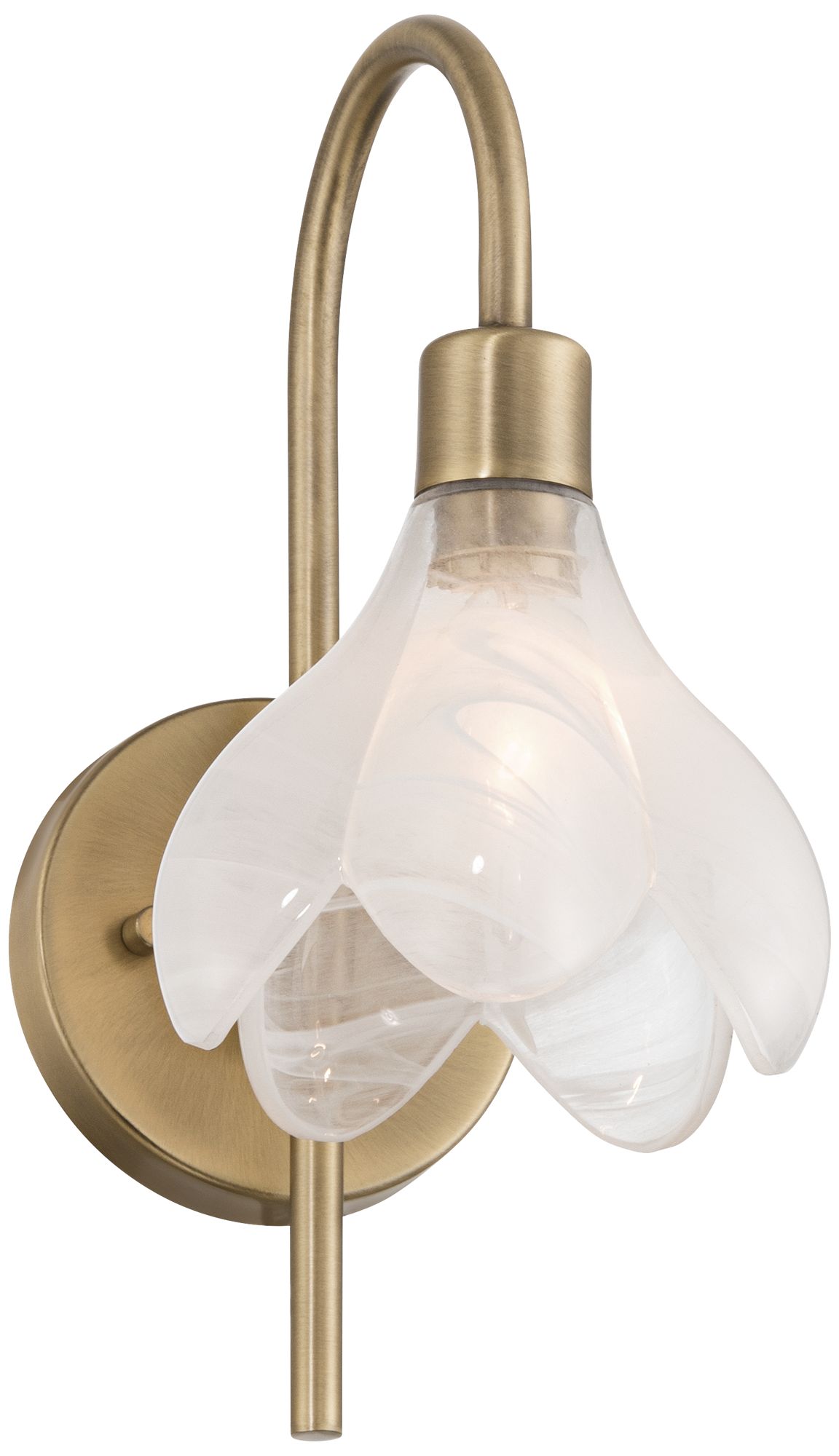 Possini Euro Magnolia 12 1/2" High Aged Brass Cloud Glass Wall Sconce